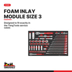 Teng Tools TEFSK57 Spanner & Socket Set FOAM3 57 Pieces, designed to fit exactly in the TengTools service cases