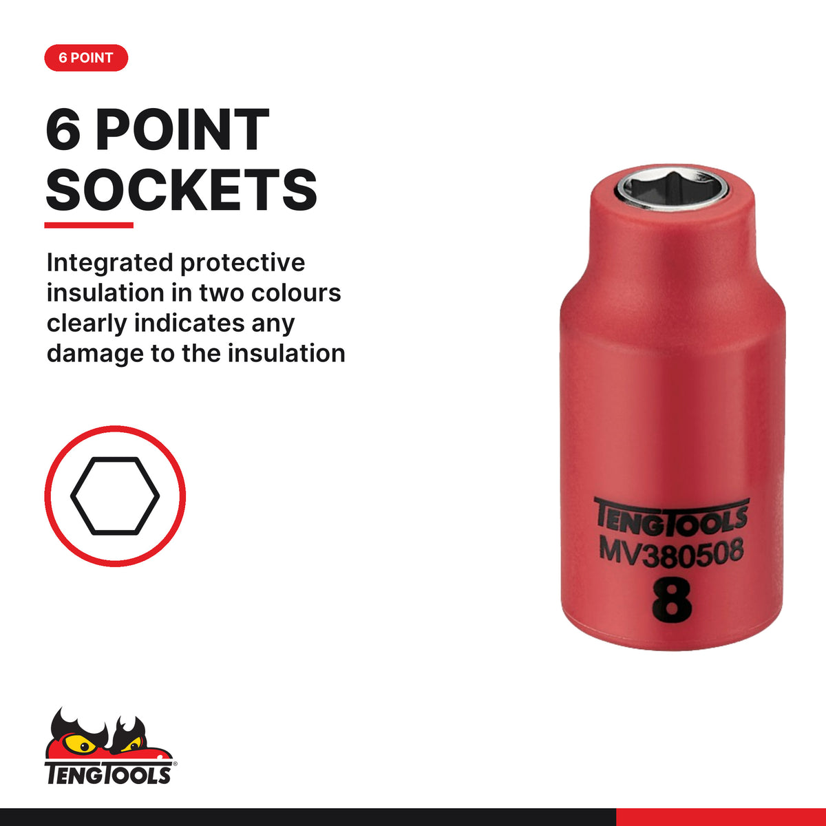 Teng Tools TEFSKV19 Insulated Socket & Pliers Set FOAM3 19 Pieces, integrated protective insulation in two colours clearly in