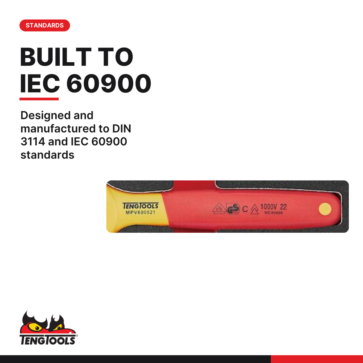 Teng Tools TEFSPV17 Insulated Spanner Set FOAM3 17 Pieces, designed and manufactured to din 3114 and iec 60900 standards