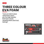Teng Tools TEFX06 General Tool Set BP FOAM3 6 Pieces, tools are held in place using three colour pre-cut high-density eva foa