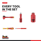 Teng Tools TEFXV27 Insulated Torque Screwdriver Set FOAM3 27 Pieces, every tool in the set