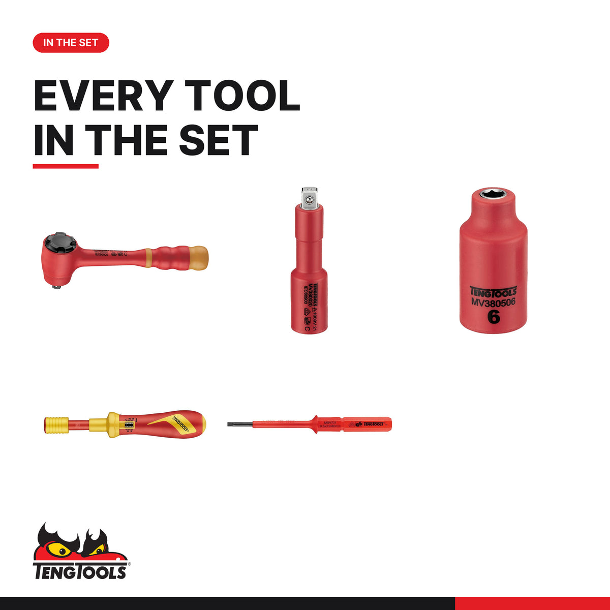 Teng Tools TEFXV27 Insulated Torque Screwdriver Set FOAM3 27 Pieces, every tool in the set