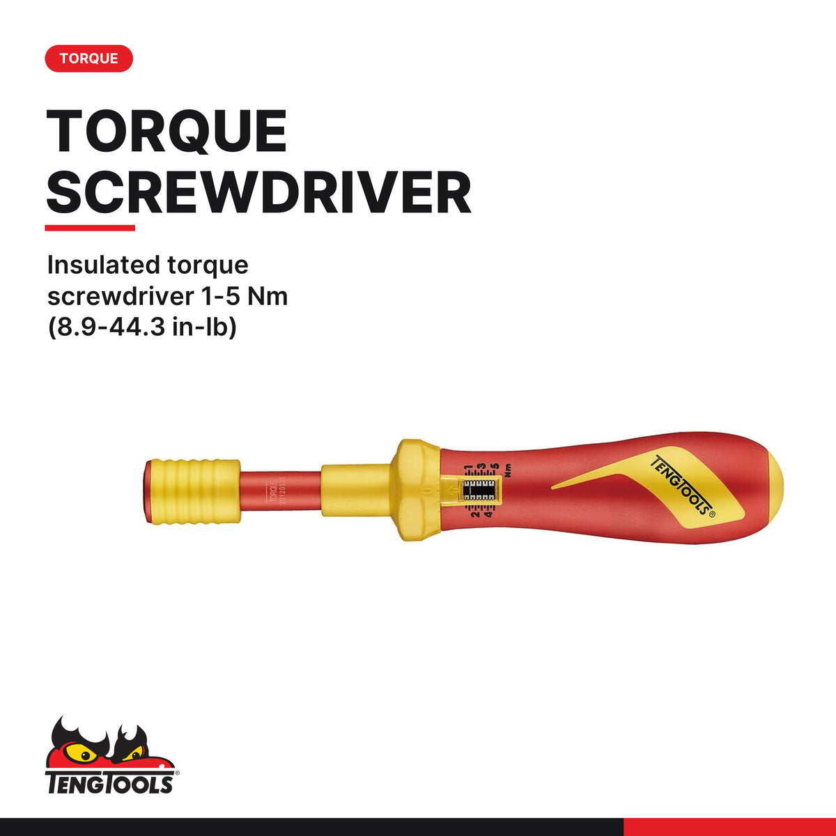 Teng Tools TEFXV27 Insulated Torque Screwdriver Set FOAM3 27 Pieces, insulated torque screwdriver 1-5 Nm (8.9-44.3 in-lb)