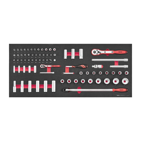 Socket Set 1/4" & 1/2" FOAM6X6 76 Pieces