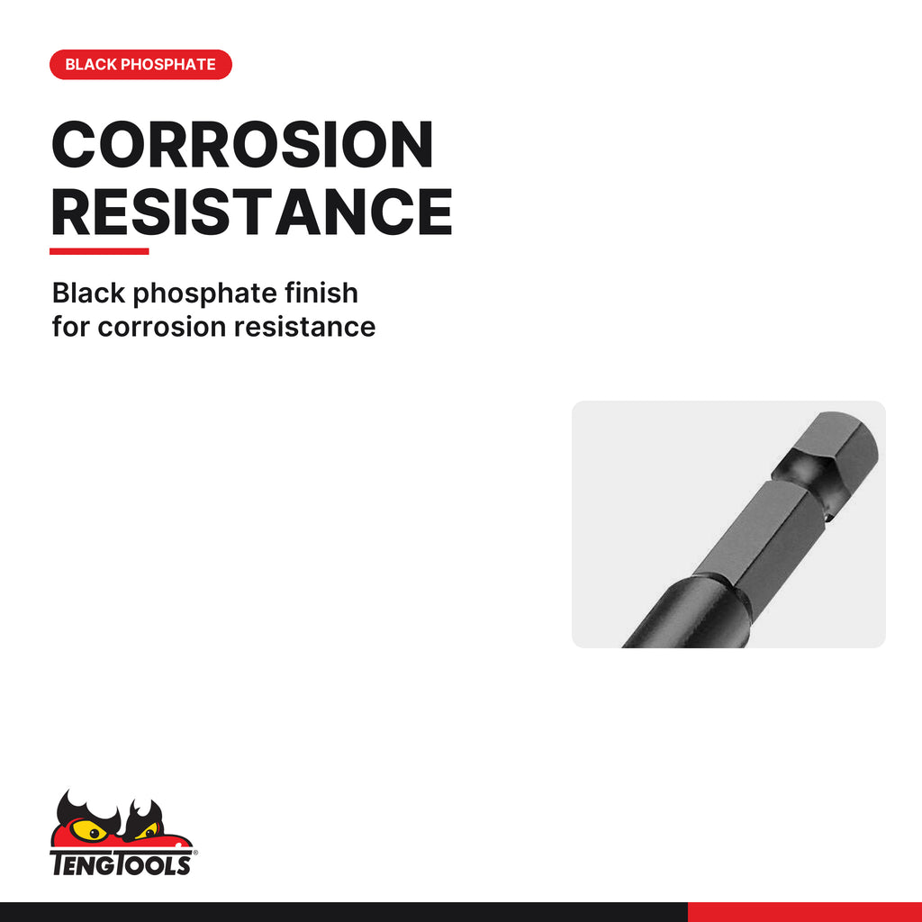 Teng Tools TEP65508 Hex Bolt & Nut Extractor Cr-Mo, black phosphate finish for corrosion resistance