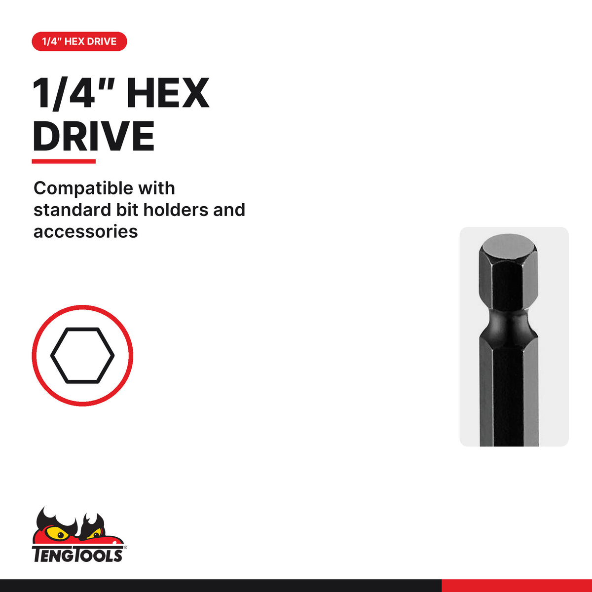 Teng Tools TEP65508 Hex Bolt & Nut Extractor Cr-Mo, compatible with standard bit holders and accessories