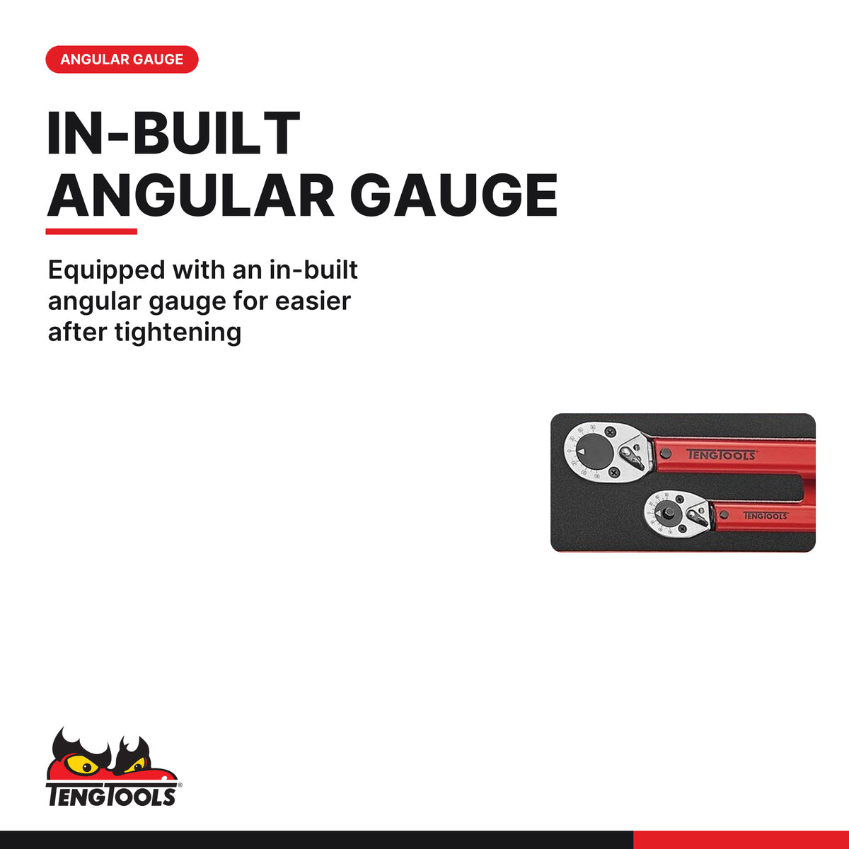 Teng Tools TEX1238 3/8" & 1/2" Torque Wrench Set FOAMX4 2 Pieces, equipped with an in-built angular gauge for easier after ti