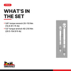 Teng Tools TEX1238 3/8" & 1/2" Torque Wrench Set FOAMX4 2 Pieces, what's in the tray