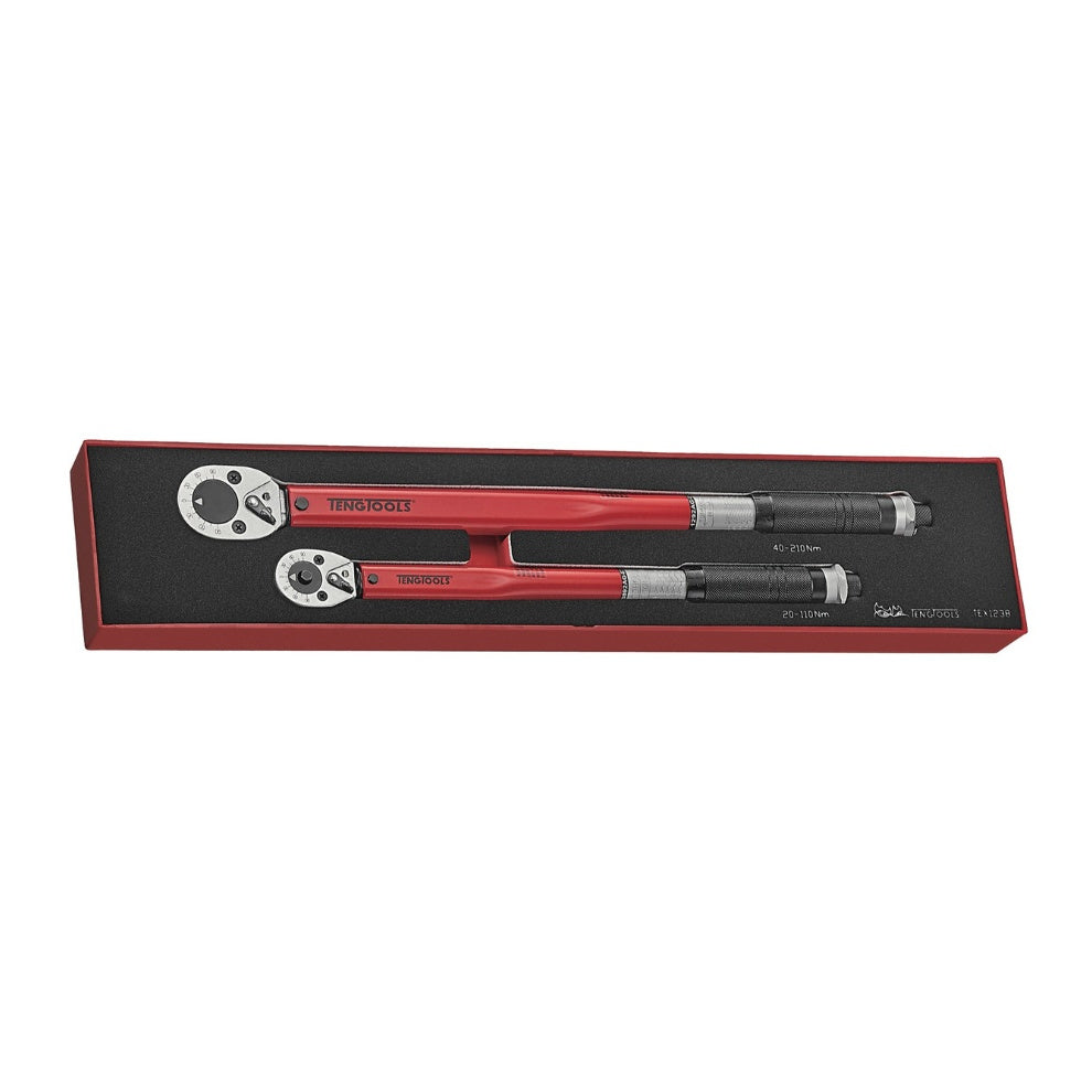 Teng Tools TEX1238 3/8" & 1/2" Torque Wrench Set FOAMX4 2 Pieces on a white background