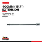 Teng Tools TEX3403 3/4" Ratchet & Accessories Set FOAMX4 3 Pieces, 3/4" extension bar 400mm (15.7") also included