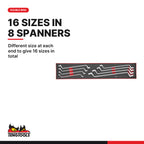 Teng Tools TEX6308 Double Ring Spanner Set FOAMX4 8 Pieces, different size at each end to give 16 sizes in total