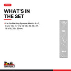 Teng Tools TEX6308 Double Ring Spanner Set FOAMX4 8 Pieces, what's in the tray