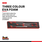 Teng Tools TEX915N Screwdriver Set Flat & PH FOAMX4 5 Pieces, tools held in place by three colour pre-cut high-density EVA