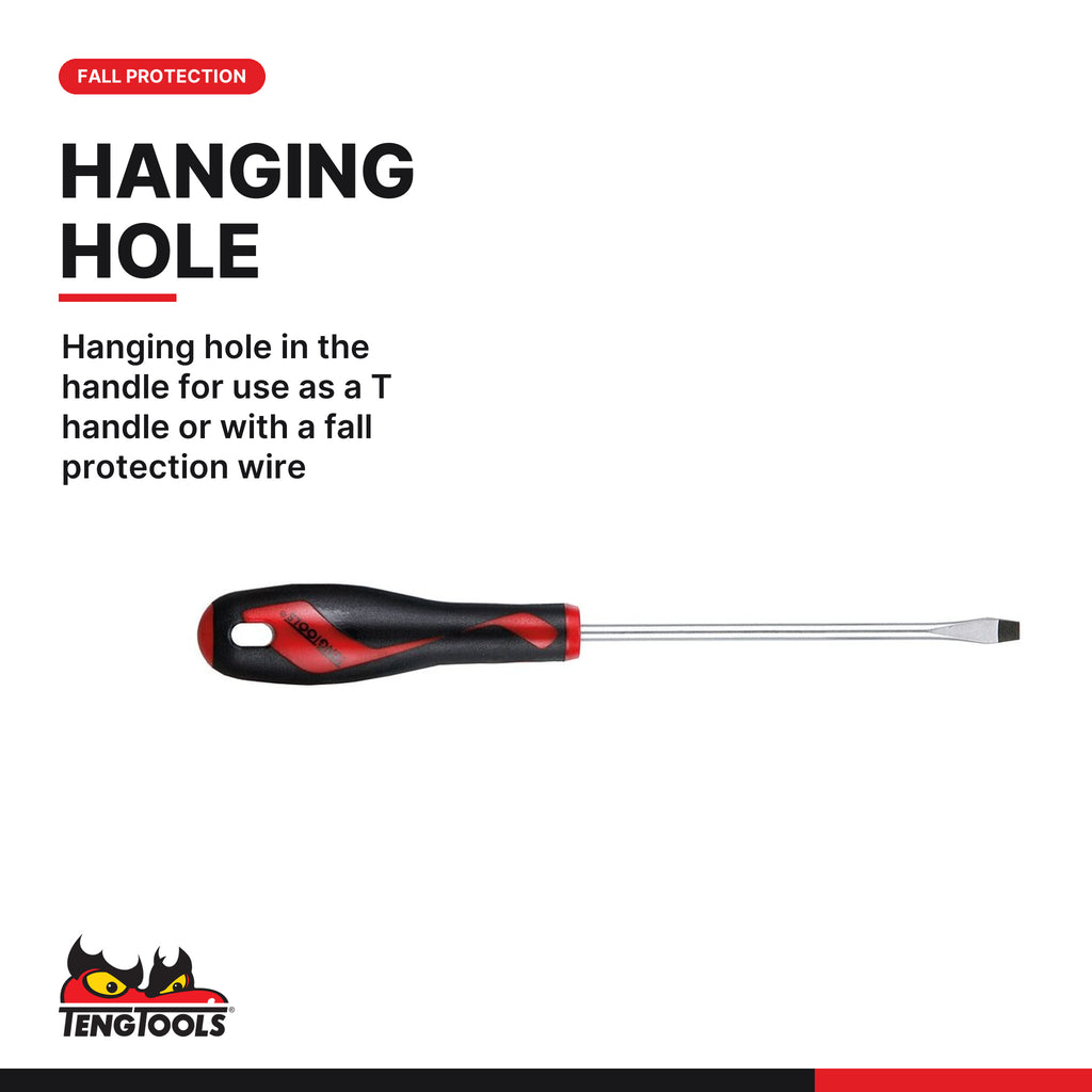 Teng Tools TEX915N Screwdriver Set Flat & PH FOAMX4 5 Pieces, hanging hole in the handle for use as a T handle or with a