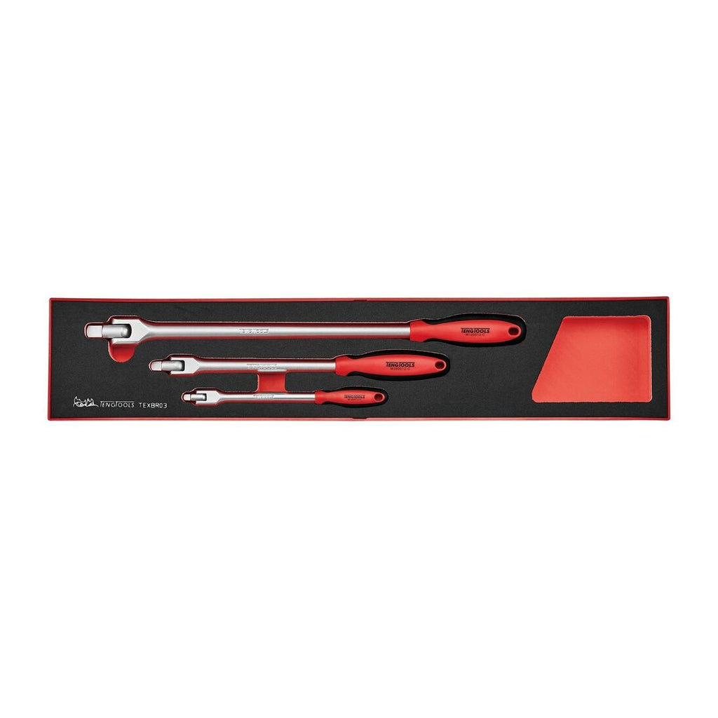 Teng Tools TEXBR03 Flex Handle Set FOAMX4 3 pieces on a white background