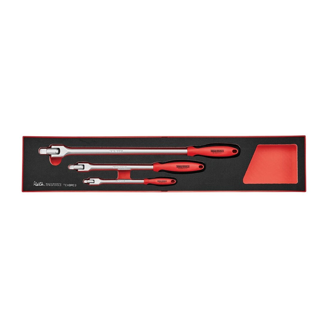 Teng Tools TEXBR03 Flex Handle Set FOAMX4 3 pieces on a white background