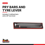 Teng Tools TEXPB4 Pry Bar Set Roll/Heel FOAMX4 4 Pieces, includes 3 roll/heel bars and a 20" tyre lever