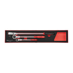 Teng Tools TEXRF03 Long Arm Ratchet Flex Head Set FOAMX4 3 pieces on a white background
