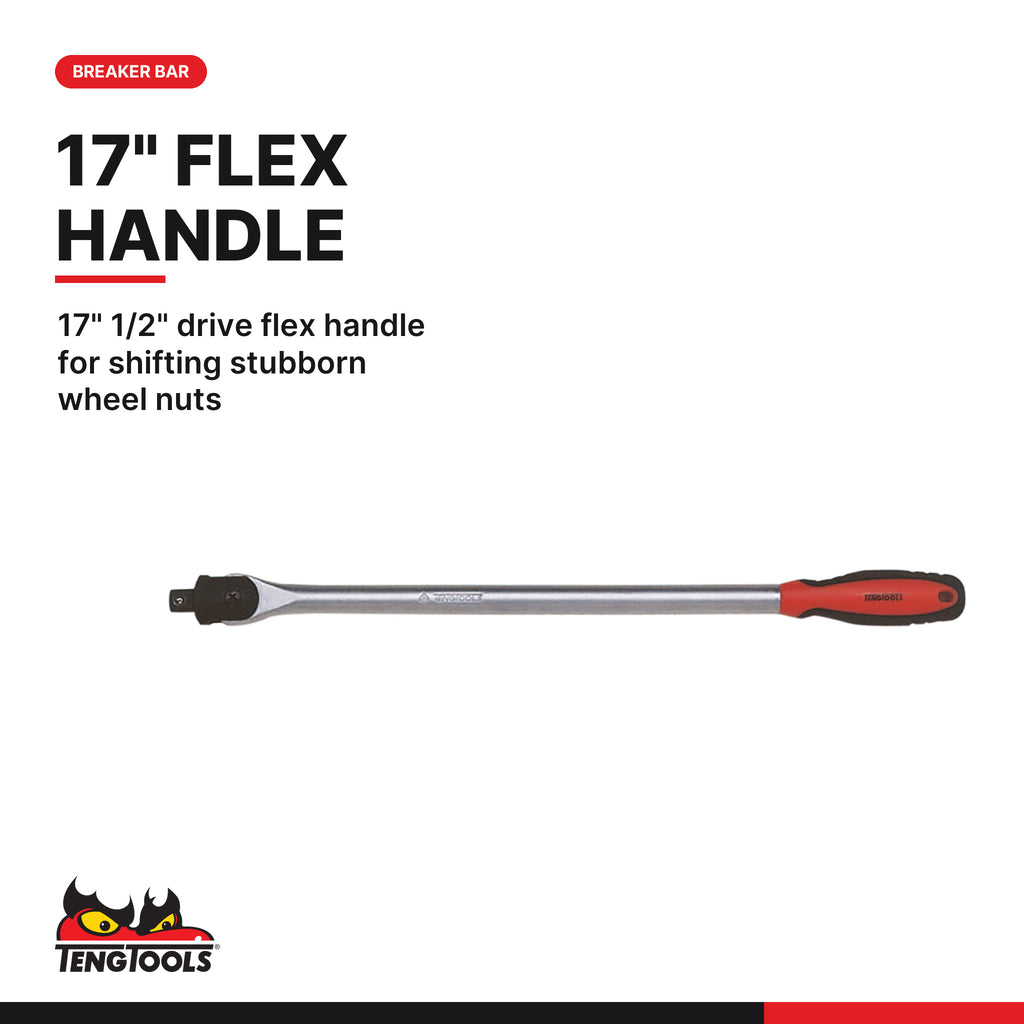 Teng Tools TEXW05 Wheel Tool Set FOAMX4 5 Pieces, 17" 1/2" drive flex handle for shifting stubborn wheel nuts