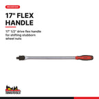 Teng Tools TEXW05 Wheel Tool Set FOAMX4 5 Pieces, 17" 1/2" drive flex handle for shifting stubborn wheel nuts
