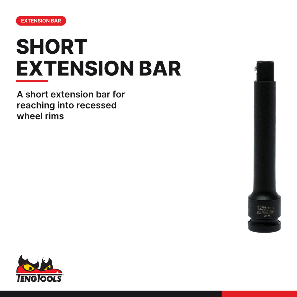 Teng Tools TEXW05 Wheel Tool Set FOAMX4 5 Pieces, a short extension bar for reaching into recessed wheel rims