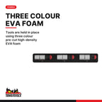 Teng Tools TEXW05 Wheel Tool Set FOAMX4 5 Pieces, tools are held in place using three colour pre-cut high-density eva foam