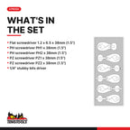 Teng Tools TEZMD06 Stubby Screwdriver Set FOAMX2 6 Pieces, what's in the set