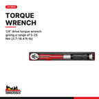 Teng Tools TEZSD02 1/4" Torque Set FOAMX2 2 Pieces, 1/4" drive torque wrench giving a range of 5-25 Nm (3.7-18.4 ft-lb)