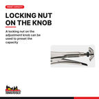 Teng Tools TF300 Chain Type Pipe Cutter for Confined Spaces, A locking nut on the adjustment knob can be used to preset the