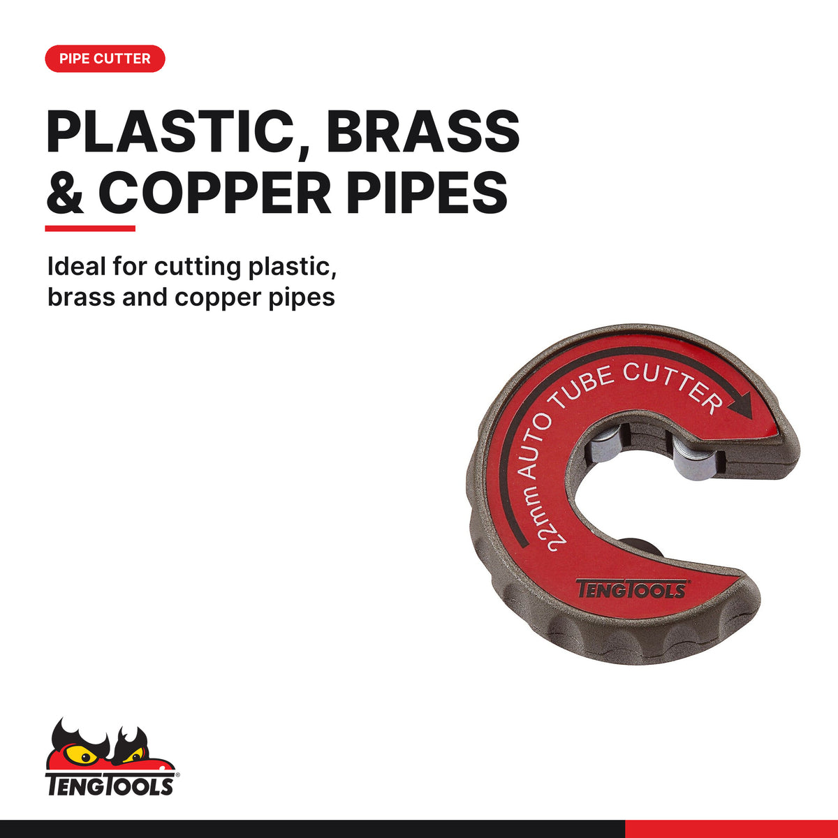 Teng Tools TFA10 10 mm Rotating Tubing Cutter, ideal for cutting plastic, brass and copper pipes