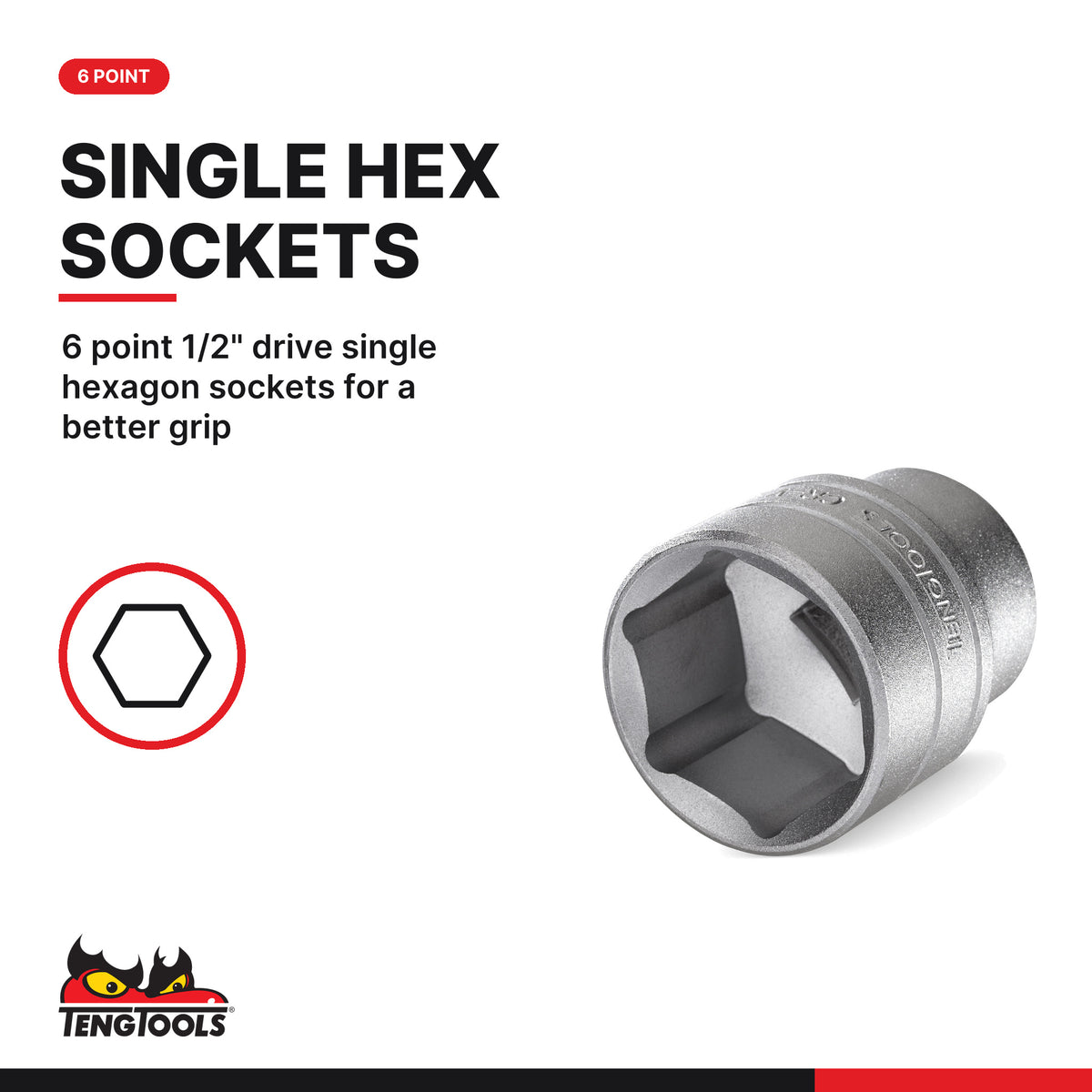 Teng Tools THDV105 1/2" Socket & Tool Set HDV 105 Pieces, 6 point 1/2" drive single hexagon sockets for a better grip