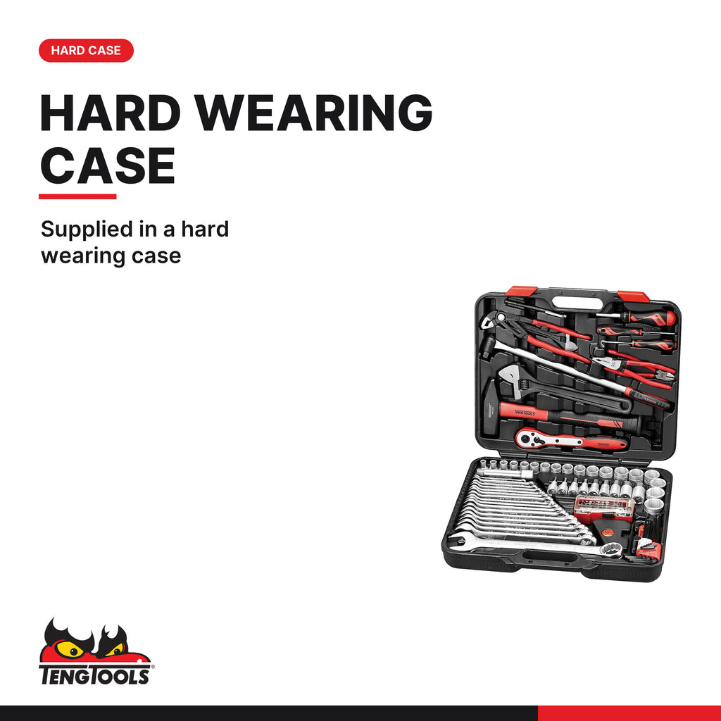 Teng Tools THDV105E 1/2" Socket & Tool Set HDV E 105 Pieces, supplied in a hard wearing case