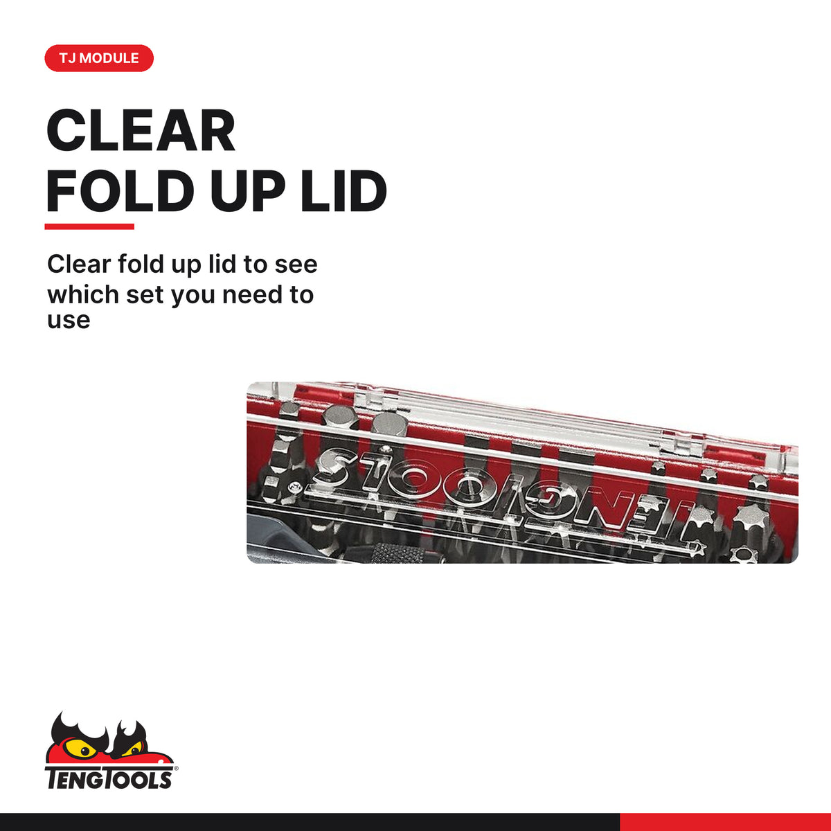 Teng Tools TJ028 28 Piece Mixed Screwdriver Bit Set With Belt Clip Case, clear fold up lid to see which set you need to use