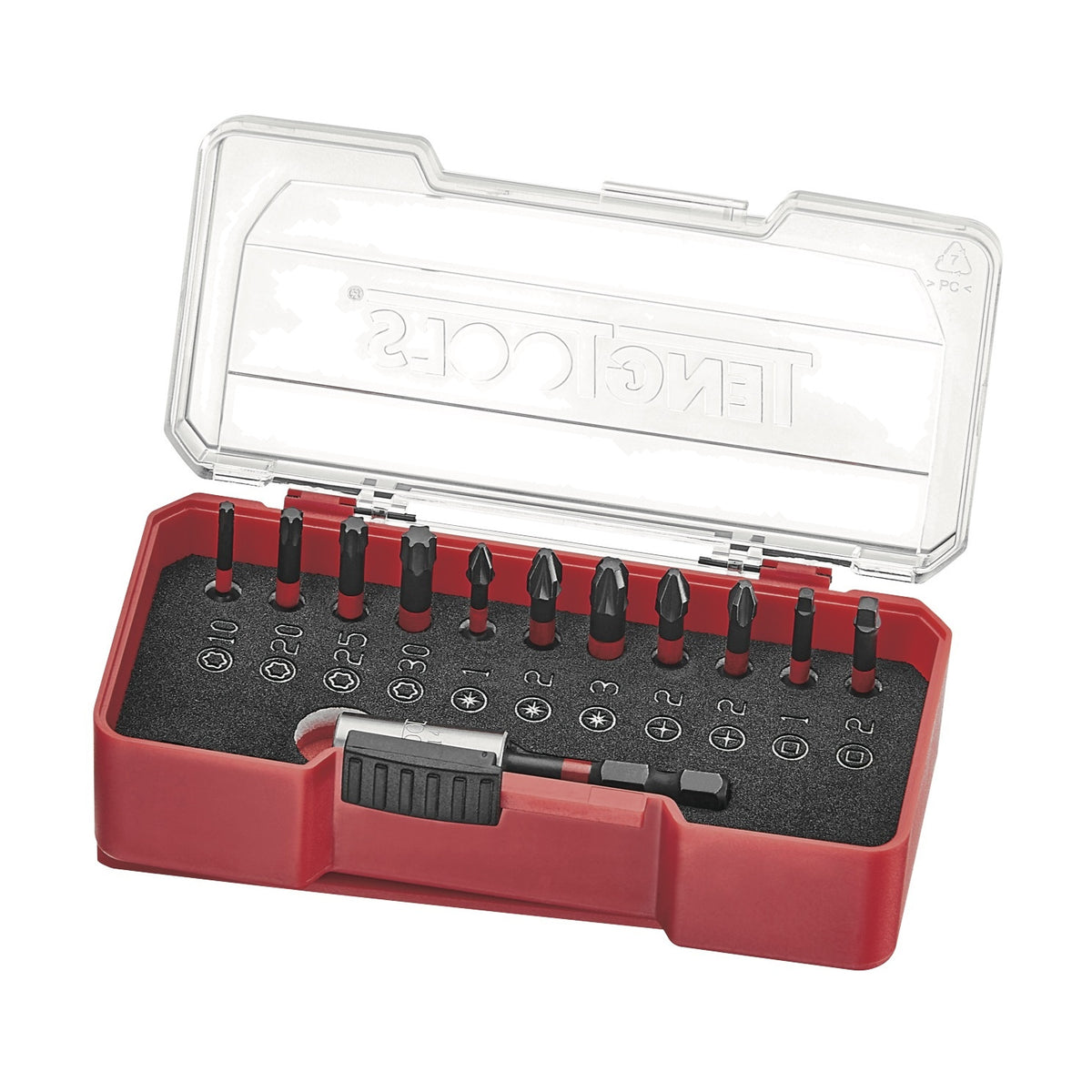 Teng Tools TJ1412 12 Piece Impact Bit Set With Belt Clip on a white background