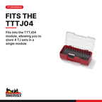 Teng Tools TJ1414 12 Piece TX Impact Driver Bit Set With Magnetic, fits into the TTTJ04 module, allowing you to store 4 TJ