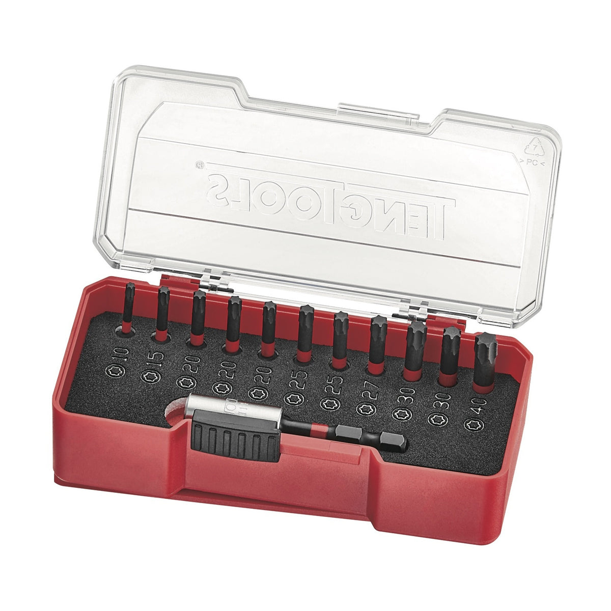 Teng Tools TJ1414 12 Piece TX Impact Driver Bit Set With Magnetic on a white background