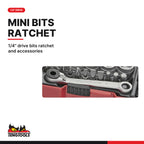 Teng Tools TJ1419 1/4" Socket Set 6 pt With Belt Clip 19 Pieces, 1/4" drive bits ratchet and accessories