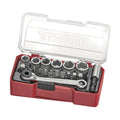 Teng Tools TJ1419 1/4" Socket Set 6 pt With Belt Clip 19 Pieces on a white background