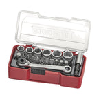 Teng Tools TJ1419 1/4" Socket Set 6 pt With Belt Clip 19 Pieces on a white background