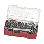 Teng Tools TJ1420 1/4" Socket Set 6 pt With Belt Clip 20 Pieces on a white background