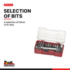 Teng Tools TJ1429 29 Piece 1/4 Bit Set With Belt Clip | Mini Ratchet &, A selection of 25mm (1.0") bits