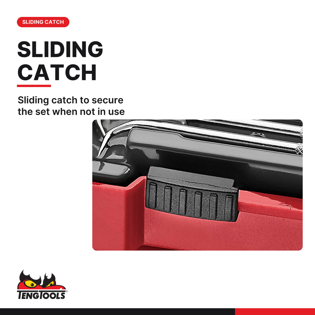 Teng Tools TJ149 Hook & Pick Set With Belt Clip 4 Pieces, sliding catch to secure the set when not in use