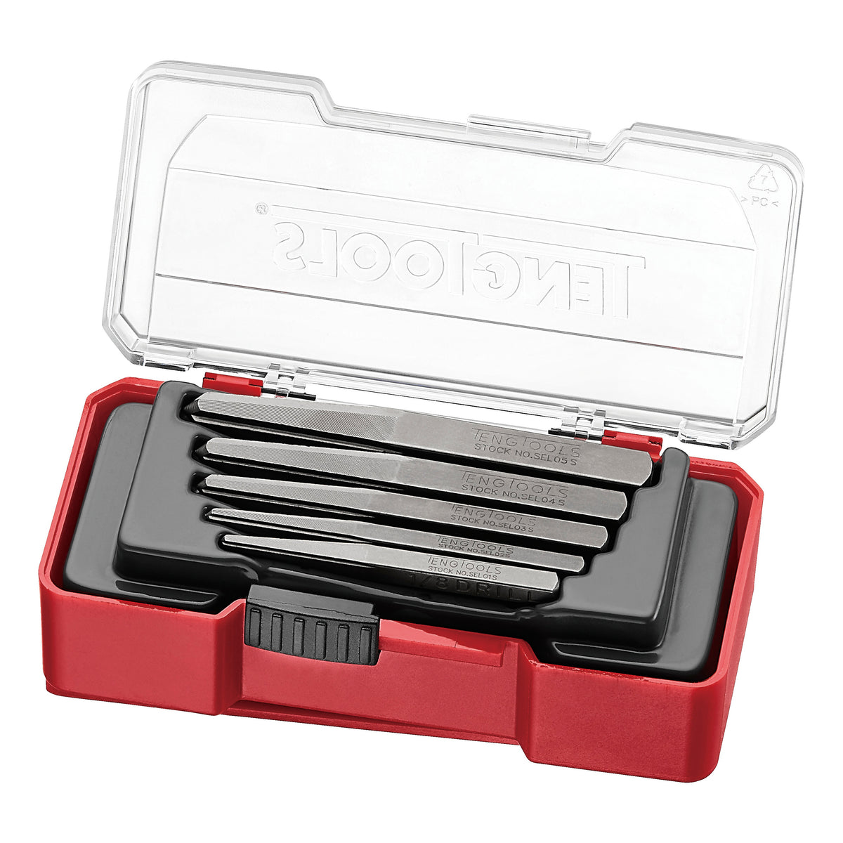 Teng Tools TJSE05S Screw Extractor Set With Belt Clip 5 Pieces on a white background
