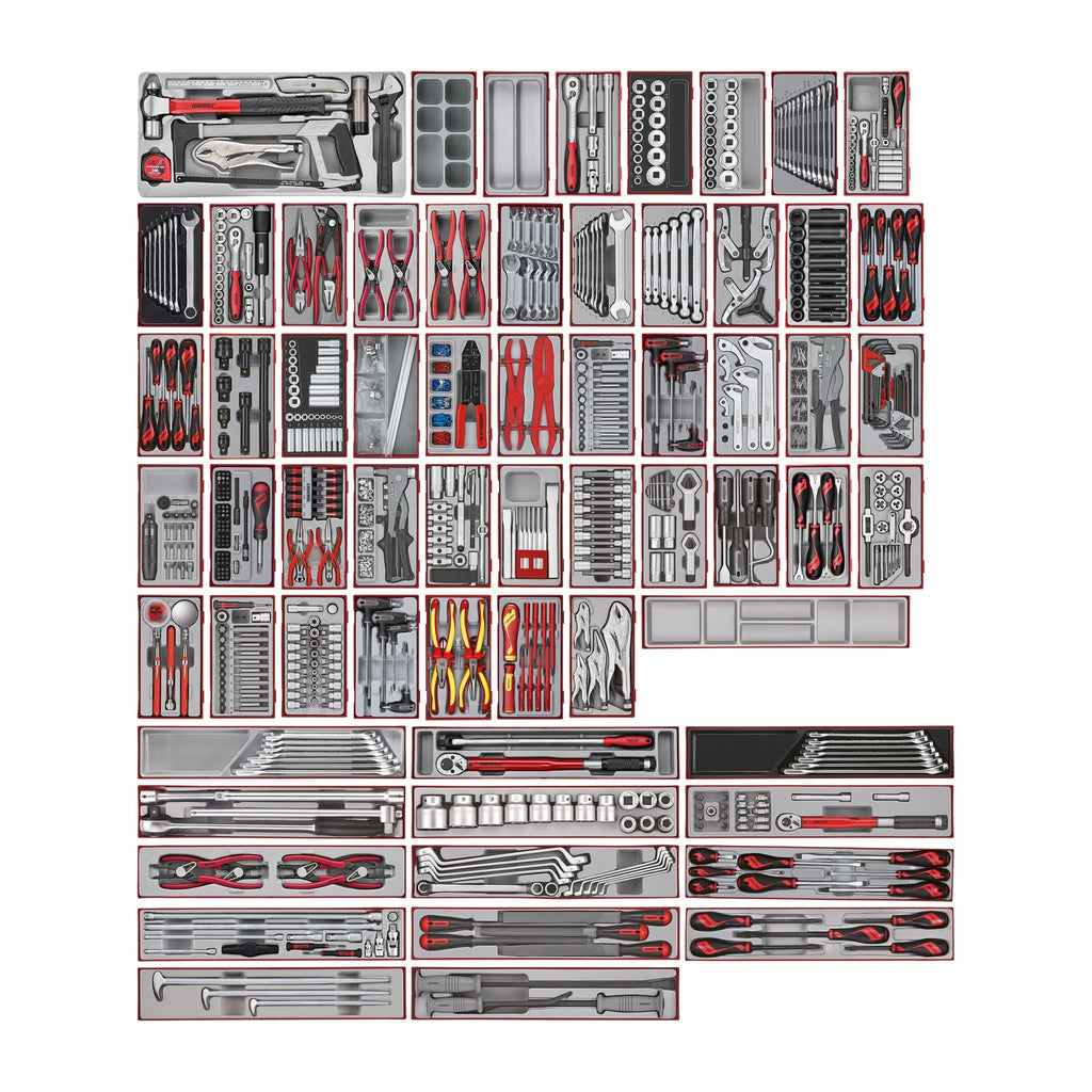 Teng Tools TKS261033T-TOOLS 993 piece tool set in 63 trays, no cabinet, on a white background