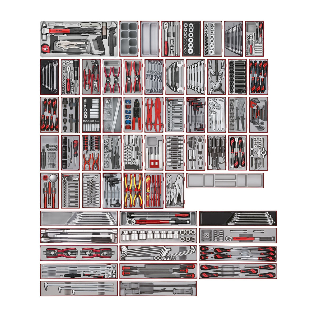 Teng Tools TKS261033T-TOOLS 993 piece tool set in 63 trays, no cabinet, on a white background