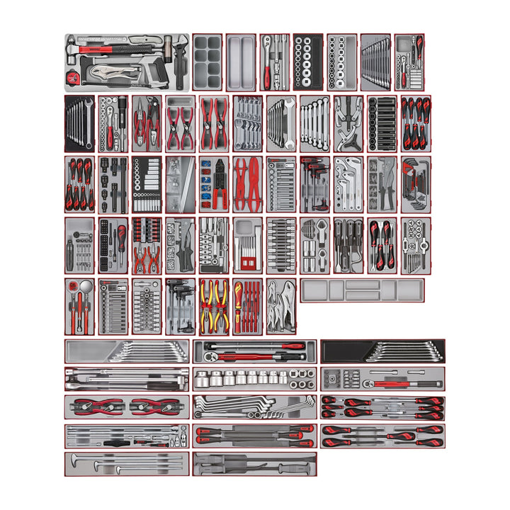 Teng tools tks261033t tools 993 piece tool set in 63 tt tool control trays no chest or cab white background