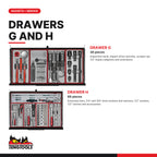 Teng Tools TKS26B1033T 1033 piece 26in black Mega Master tool kit, drawers G and H