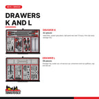 Teng Tools TKS26B1033T 1033 piece 26in black Mega Master tool kit, drawers K and L
