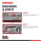 Teng Tools TKS26R1033T 1033 piece 26in red Mega Master tool kit, drawers A and B