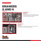 Teng Tools TKS26R1033T 1033 piece 26in red Mega Master tool kit, drawers G and H